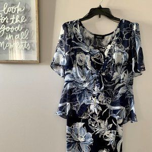 NWT Navy and White Floral Dress
